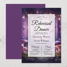 Invitación Morado mariposas Starlit Skies Ensayos Cena