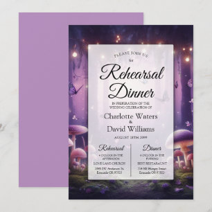 Invitación Morado mariposas Starlit Skies Ensayos Cena