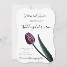 Invitación Morado Mauve Tulip Minimalista Elegante