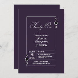 Invitación Morado moderno 21º cumpleaños