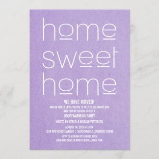 Invitación Morado moderno dulce hogar Fiesta de calentamiento