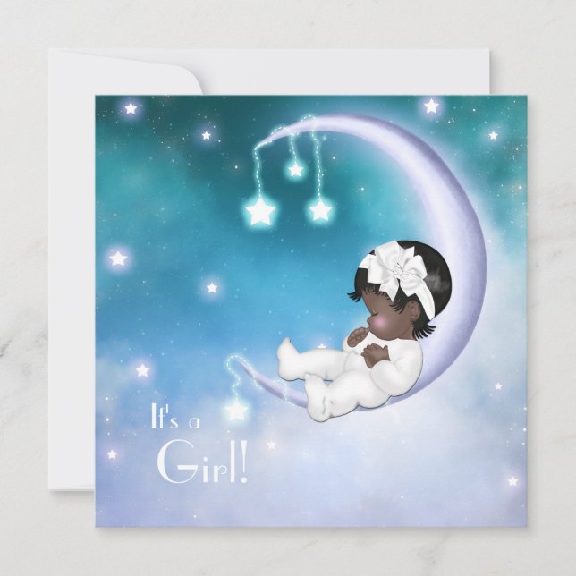 Invitación Morado Moon Étnica Niña Ducha (Anverso)