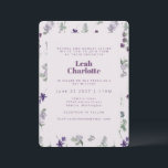 Invitación Morado Morado de moda Floral Bat Mitzvah<br><div class="desc">Invitación a Mitzvah de Bat Floral Morado de moda</div>