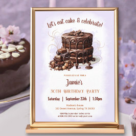 Invitación Morado morado del desierto del pastel de chocolate