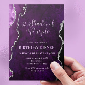 Invitación Morado Plateado Tonos de Morado Editabl