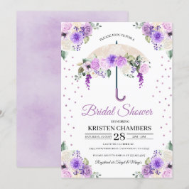 Invitación Morado Primavera Floral Paraguas Brillante Ducha