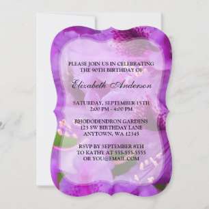 Invitación Morado Rhododendron Flores 90 cumpleaños