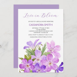 Invitación Morado rosa Geranium Floral Bridal Shower
