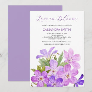 Invitación Morado rosa Geranium Floral Bridal Shower