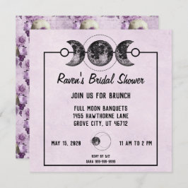 Invitación Morado Rosa Góticos de la ducha Skulls Wicca