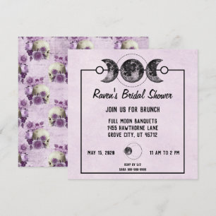 Invitación Morado Rosa Góticos de la ducha Skulls Wicca