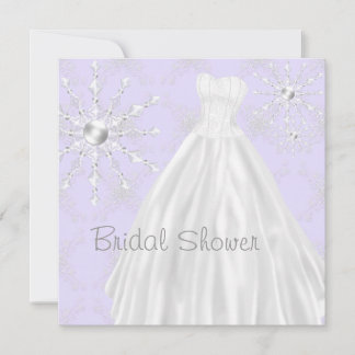 Invitación Morado Snowflakes Boda Vestido Bridal Shower
