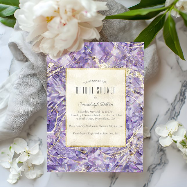 Invitación Morado Spinel Amethyst Gemstone Cortar Ducha De No (Subido por el creador)