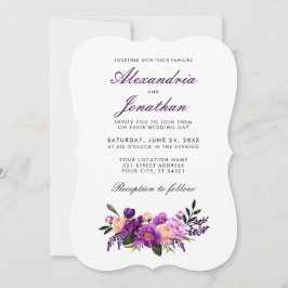 Invitación Morado Ultra Violeta Boda Floral BG