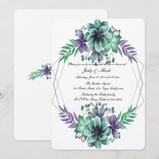 Invitación Morado Verde Acuarela Floral Ensayo Cena