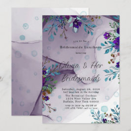 Invitación Morado Verde azulado Botánico Floral Bridesmaids L