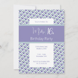 Invitación Morado verde azulado Magnolia Morado Dulce 16 cump
