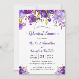 Invitación Morado violeta acuarela Floral Ensayo de cena