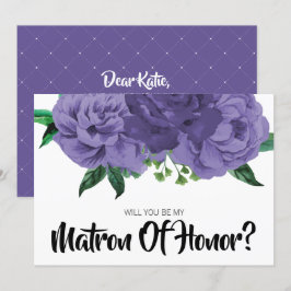 Invitación Morado violeta floral es mi atrón de honor