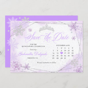 Invitación Morado Winter Wonderland Snowflake Save the Date