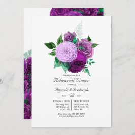 Invitación Morado y color de agua verde Ensayo de flores Cena