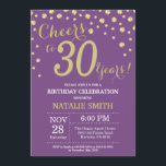 Invitación Morado y oro 30 años Diamante<br><div class="desc">Invitación de cumpleaños 30 con fondo de diamantes morado y Purpurina de oro. confetti de efecto metalizado dorado. Cumpleaños de adultos. Cumpleaños de hombres o mujeres. Para una mayor personalización,  haga clic en el botón "Personalizar" y utilice nuestra herramienta de diseño para modificar esta plantilla.</div>