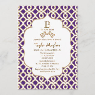 Invitación Morado y oro: La bebé marroquí Baby Shower
