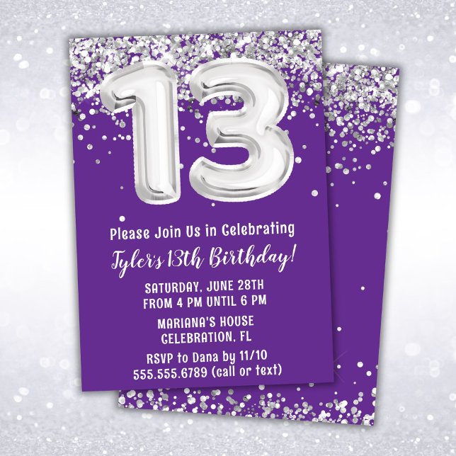 Invitación Morado y Plata 13 años (Subido por el creador)