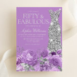 Invitación Morado y Plata Cincuenta y fabuloso cumpleaños núm<br><div class="desc">Purple & Silver Cincuenta y Fabuloso 50º cumpleaños - 50 y Fabulosa invitación Ver colección coincidente en Nicho y Nest Store</div>
