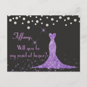 Invitación ¿Morado y Plata Serás mi Dama de Honor?