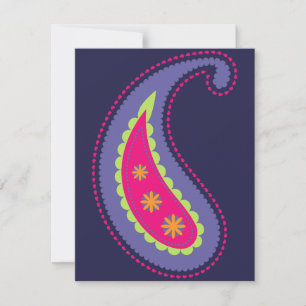 Invitación Morado y rosa paisley