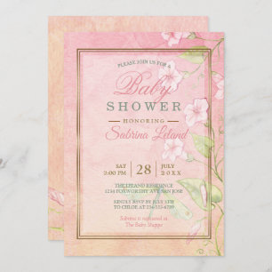 Invitación Moral de color de agua rosa Baby Shower Glory