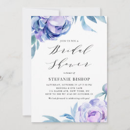 Invitación Moral violeta de color peonés ducha de novia flora