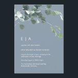 Invitación Morales de agua azul turbulenta Eucalipto Verde Mo<br><div class="desc">Puede ser totalmente personalizado para satisfacer sus necesidades. © Gorjo Designs via Zazzle. // ¿Buscando elementos coincidentes? Otras papelería del conjunto disponible aquí: https://www.zazzle.com/collections/watercolor_leaves_wedding-119509640149725330 // ¿Necesita ayuda para personalizar su diseño? ¿Tienes otras ideas? Siéntete libre de contactarme.</div>