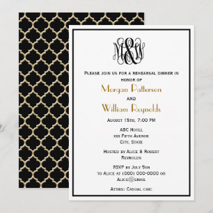 Invitación MorBlack Vine Script Monograma B&G DIY BG Ensayo