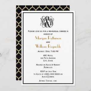 Invitación MorBlack Vine Script Monograma B&G DIY BG Ensayo
