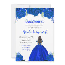 Moreno Princesa Azul Floral Quinceanera