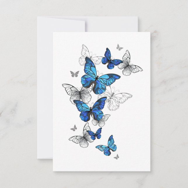 Invitación Morfo de las mariposas voladoras azules (Anverso)