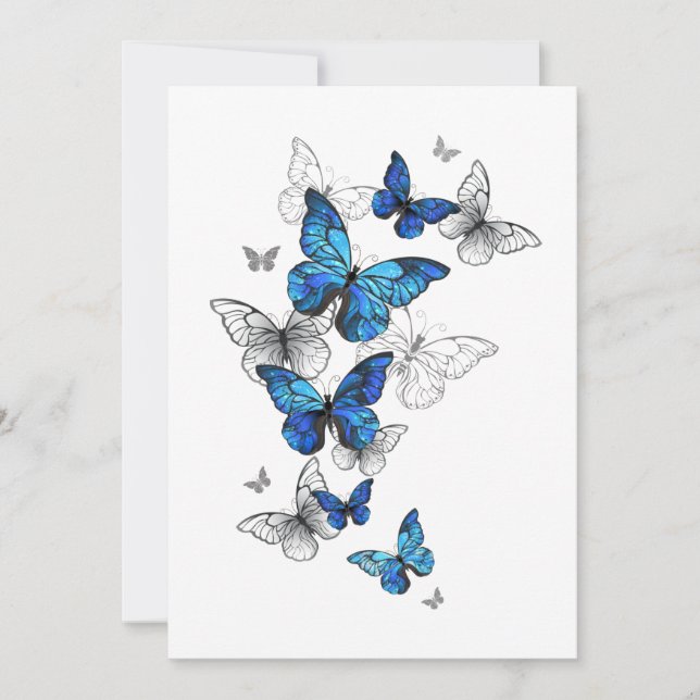 Invitación Morfo de las mariposas voladoras azules (Anverso)