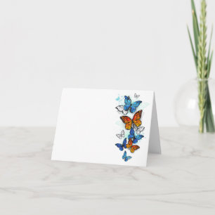 Invitación Morfo y monarca de las mariposas voladoras