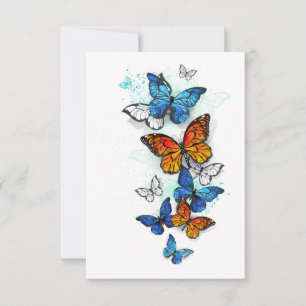 Invitación Morfo y monarca de las mariposas voladoras