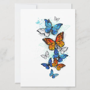 Invitación Morfo y monarca de las mariposas voladoras
