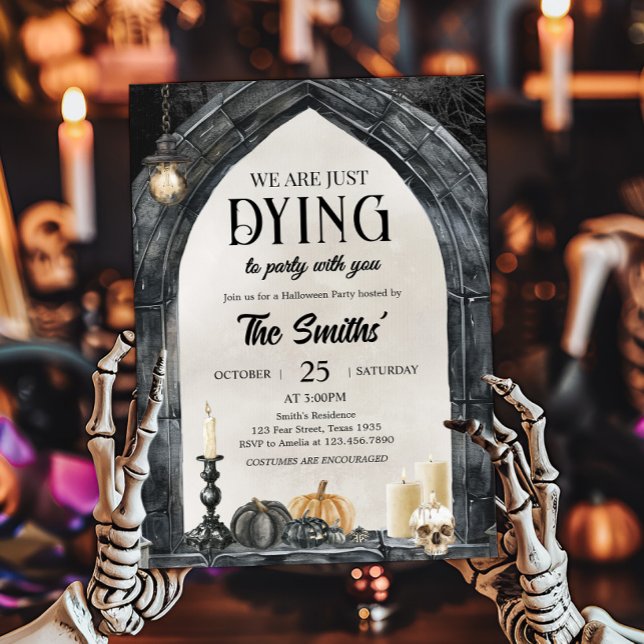 Invitación Morir de cosecha en la fiesta Fiesta de Halloween (Dying to Party with you Vintage Halloween Party Invitation)