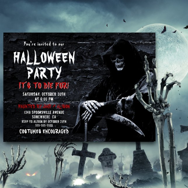 Invitación Morir Por La Alarmante Fiesta De Halloween De Grim (Subido por el creador)