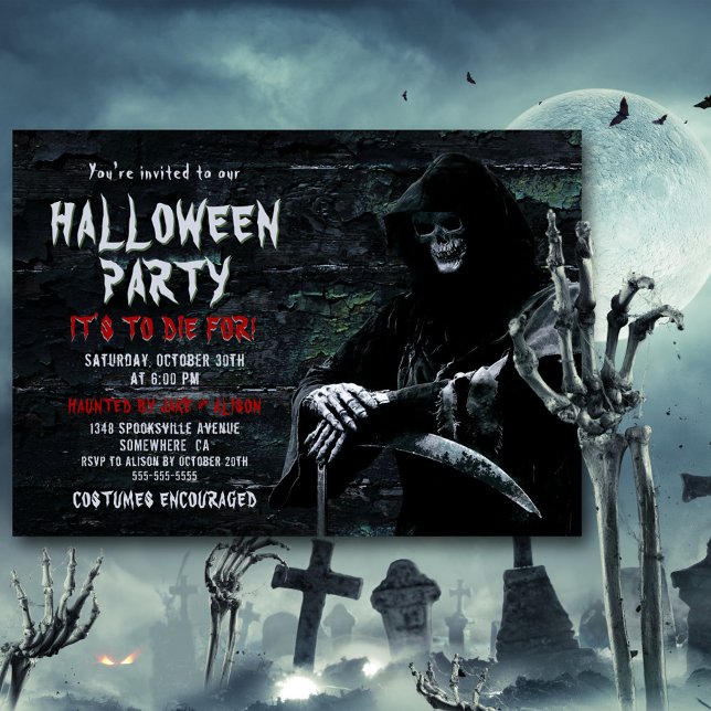 Invitación Morir por la espeluznante fiesta de Halloween en R (Subido por el creador)