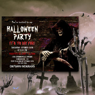 Invitación Morir Por La Grim Reaper Halloween Party