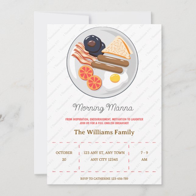 Invitación Morning Manna Fellowship Breakfast Invitation (Anverso)