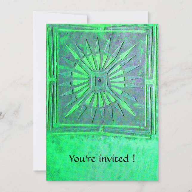 Invitación MORNING STAR MONOGRAM , verde claro brillante (Anverso)