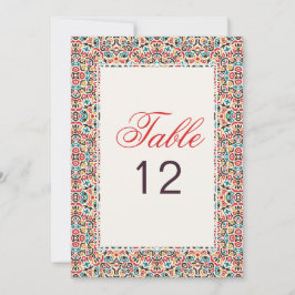 Invitación Moroccan Lattice Geo Mandala Wedding Table Number