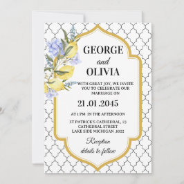 Invitación Moroccan Pattern Mediterranean Lemon Wedding